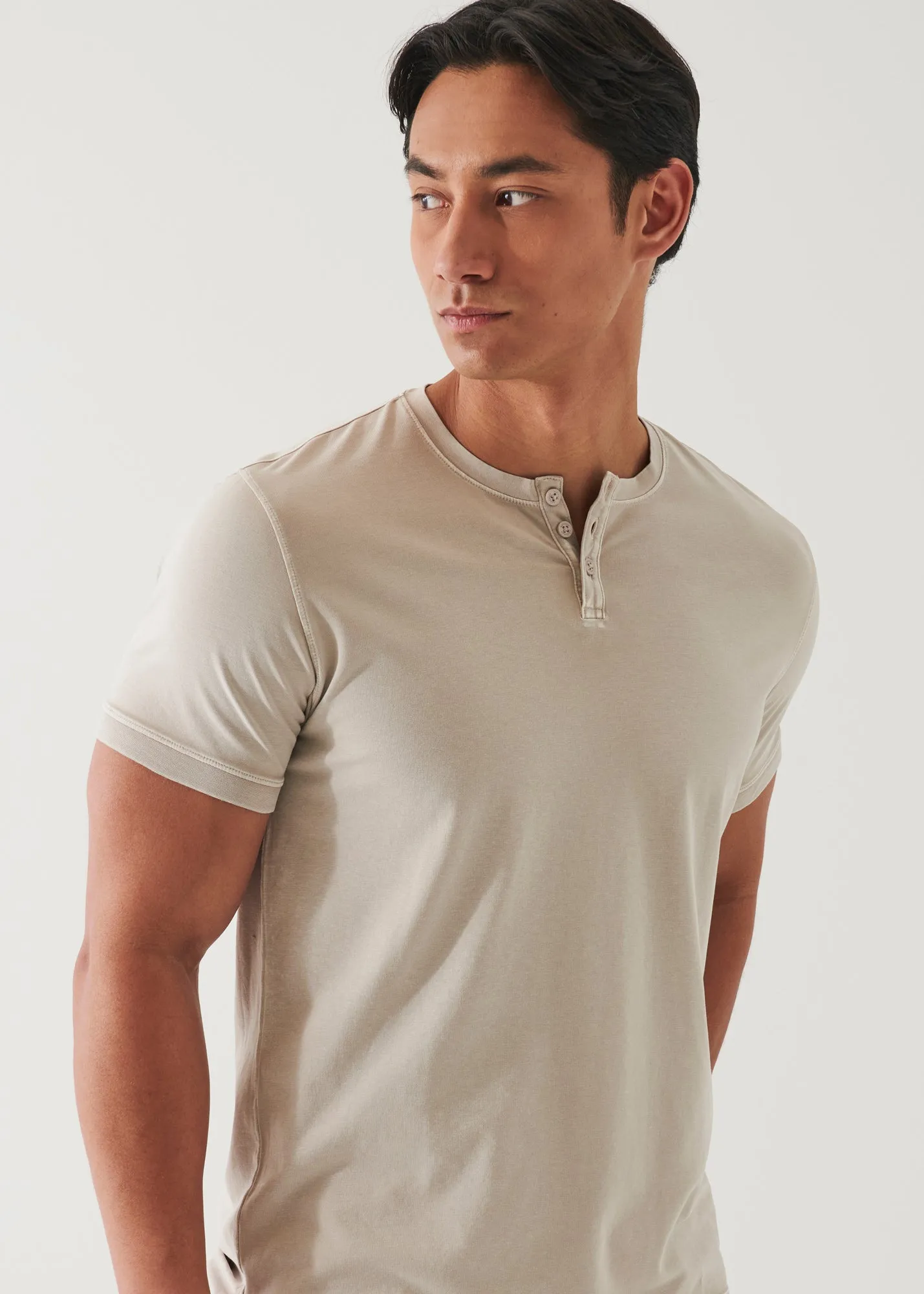 Pima Cotton Stretch Vintage Wash Henley T-Shirt