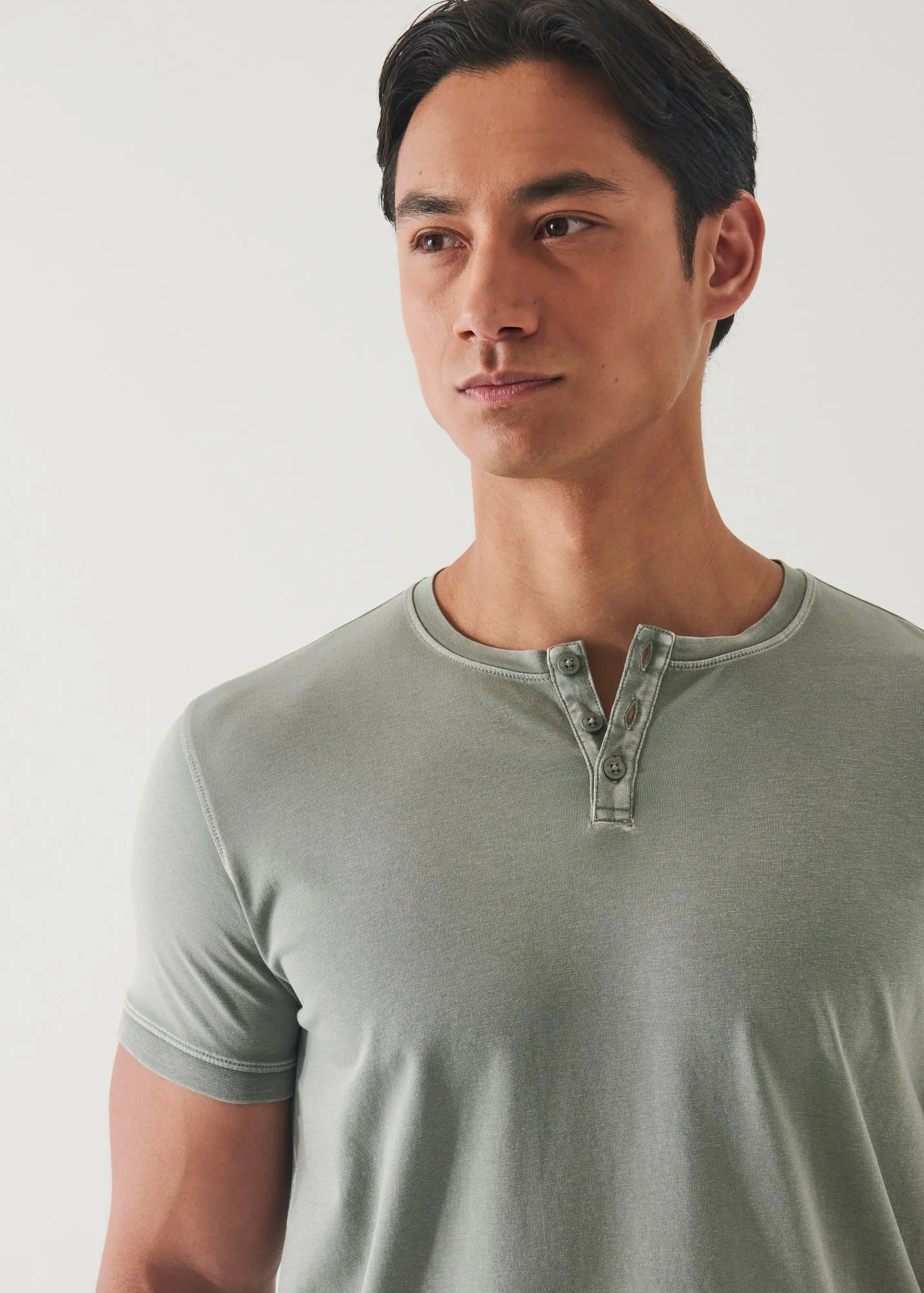 Pima Cotton Stretch Vintage Wash Henley T-Shirt