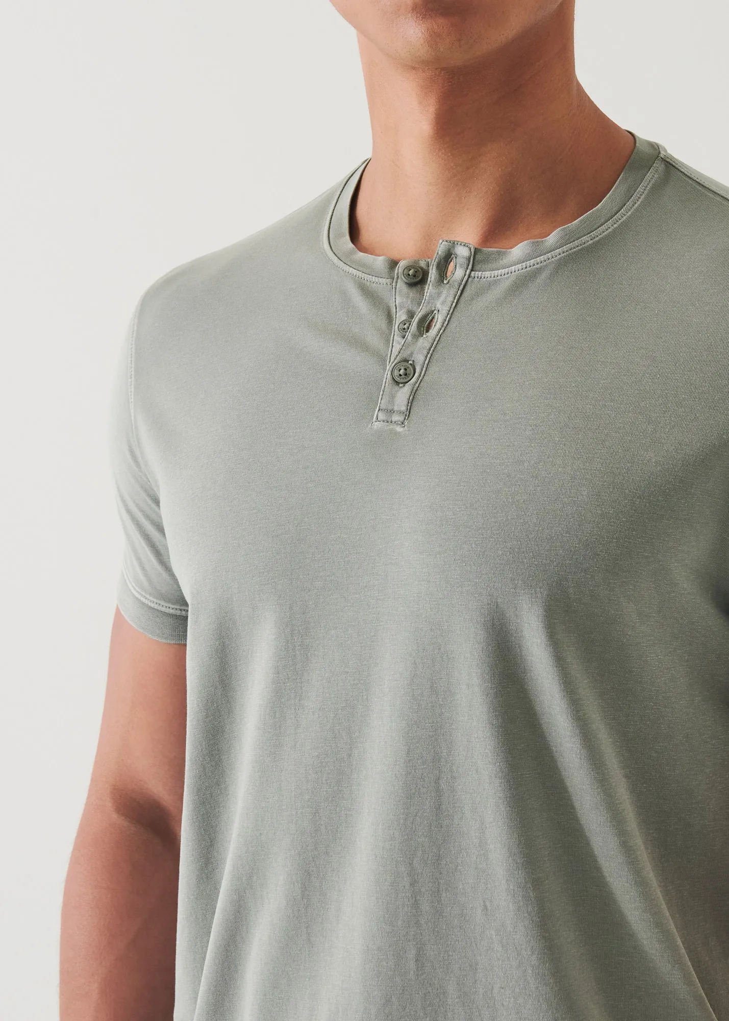 Pima Cotton Stretch Vintage Wash Henley T-Shirt