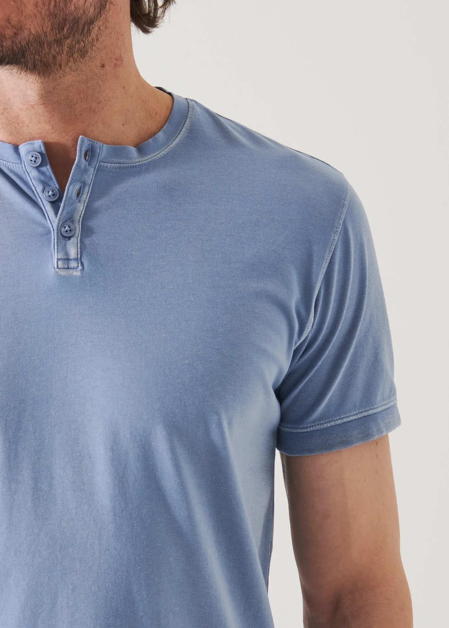 Pima Cotton Stretch Vintage Wash Henley T-Shirt