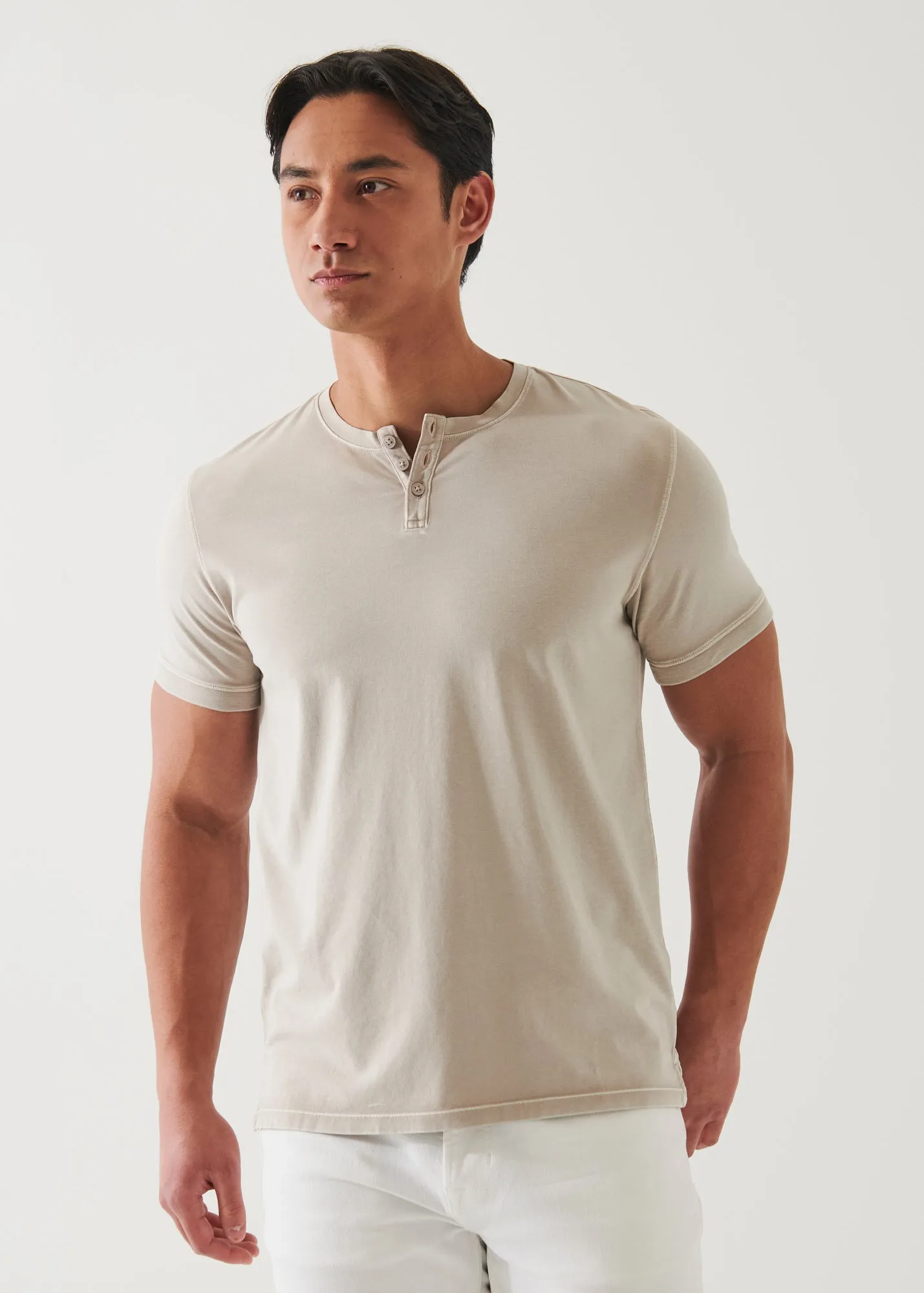 Pima Cotton Stretch Vintage Wash Henley T-Shirt