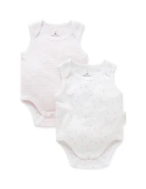 Purebaby Organic 2 Pack Singlet Bodysuit - Pale Pink Pack