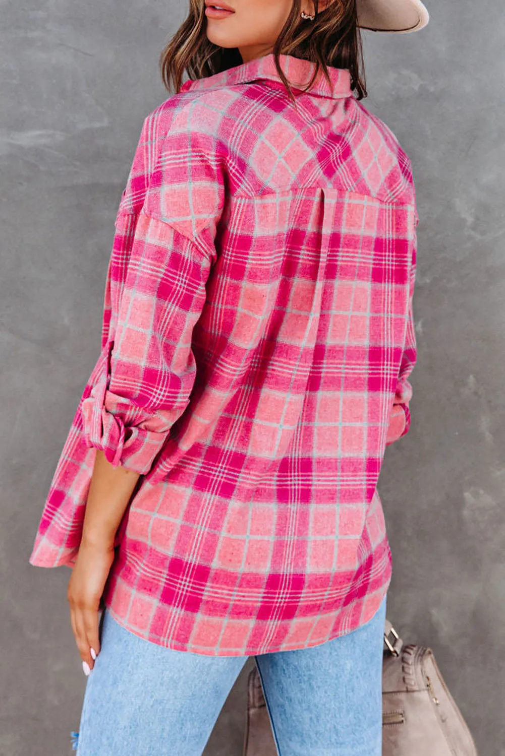 Rose French Style Plaid Button Up Shirt