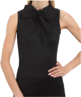 SkinnyShirt Pussy Bow Collared Sleeveless Shirt