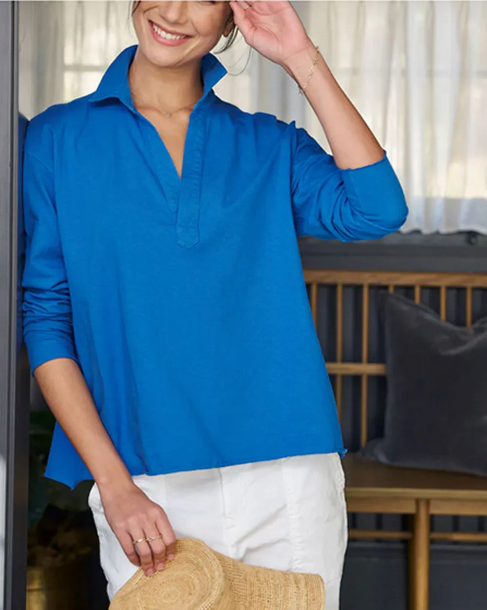 Summer Blue Popover Henley