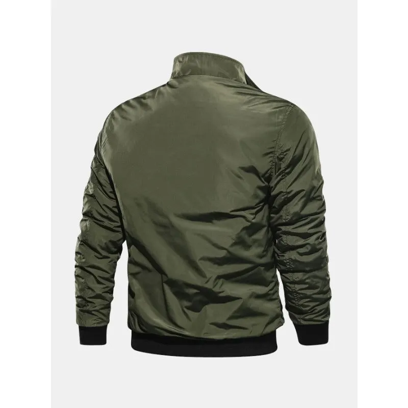 Thicken Quilted Lined Funnel Neck Bomber Jacket