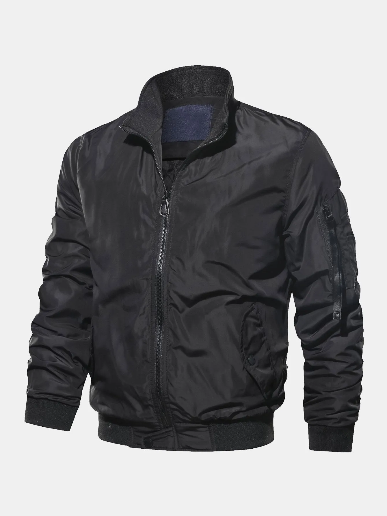 Thicken Quilted Lined Funnel Neck Bomber Jacket