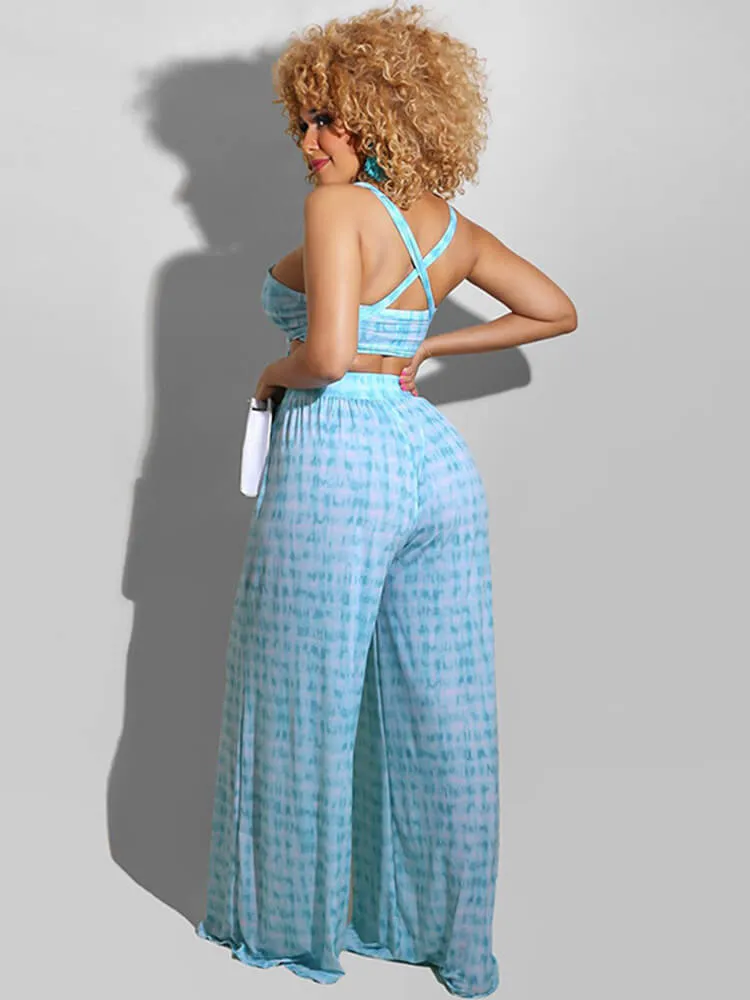 Two Piece Off Shoulder Tube Top & Wide Leg Pants