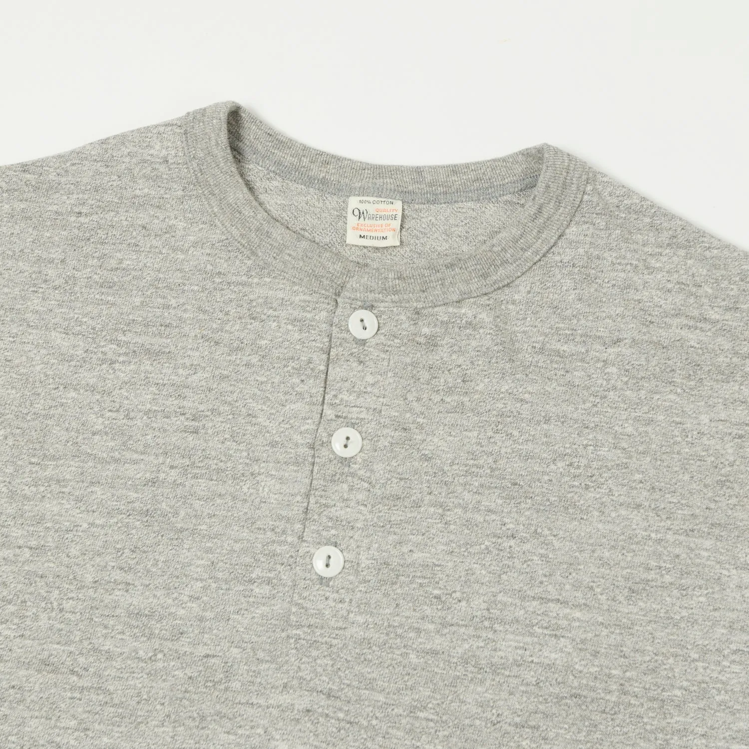 Warehouse & Co 5907 L/S Henley Tee - Heather Grey