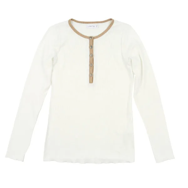 White/beige henley tee by Luna Mae