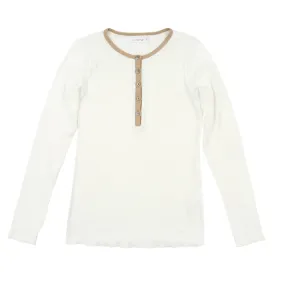 White/beige henley tee by Luna Mae