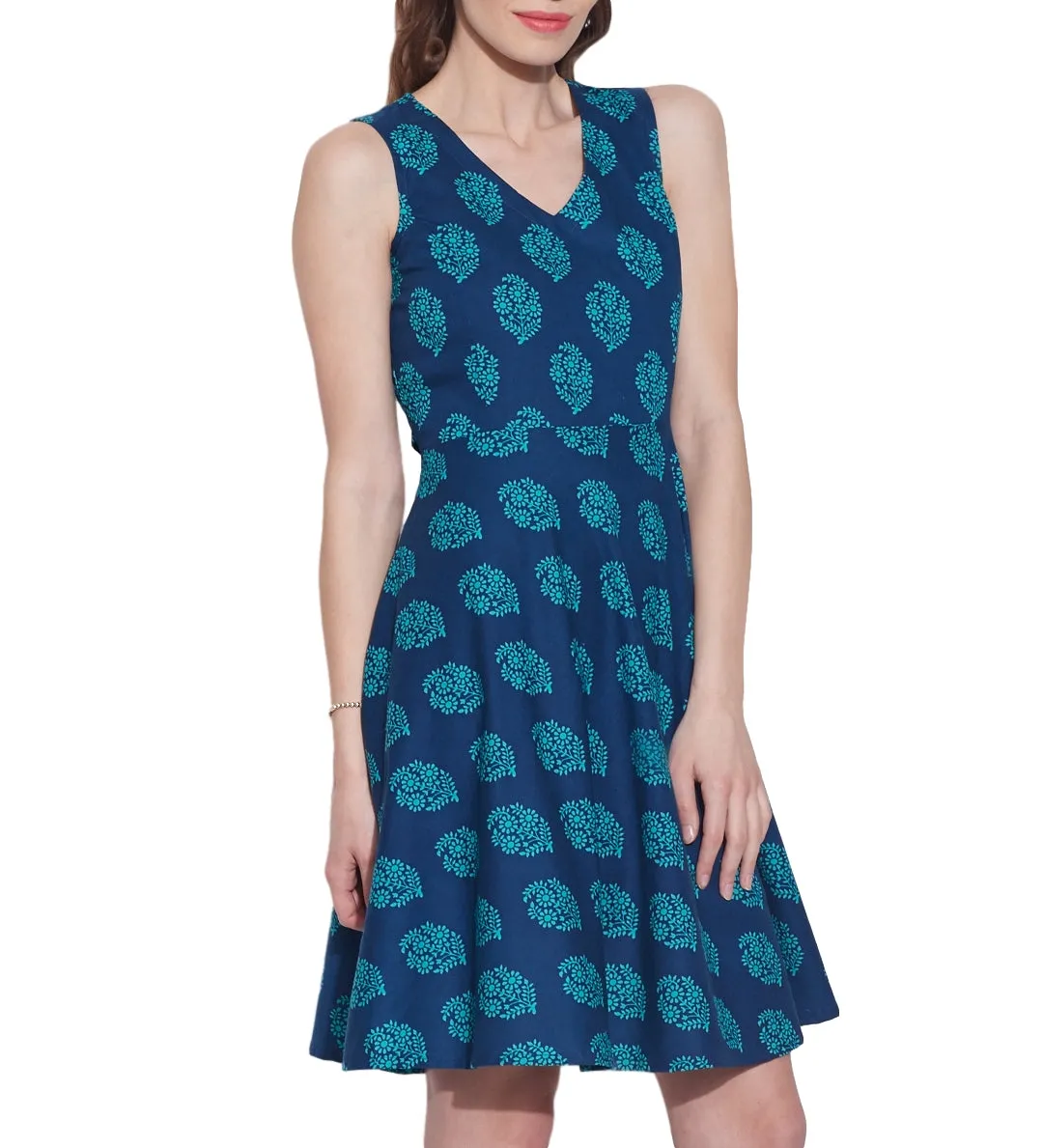 Women Apparels Cotton Printed Dress,Machine Washable,W-CPD44-1629, Size-44 Inch