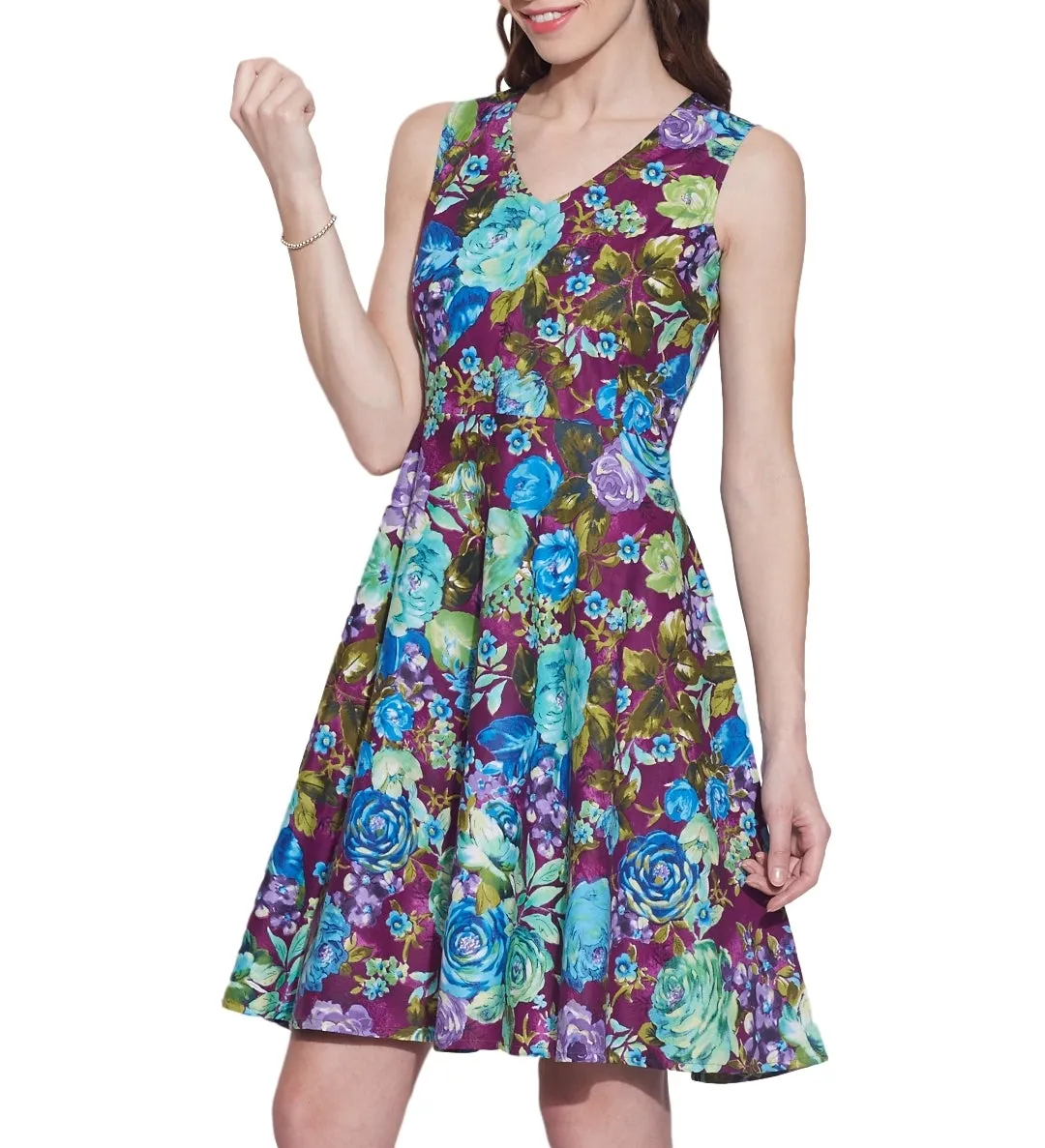 Women's Apparel Cotton Printed Dress,Machine Washable,W-CPD46-1621, Size-46 Inch