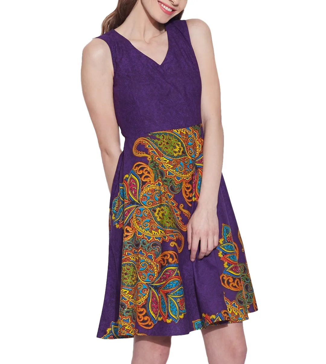 Womens Clothing Cotton Printed Dress,Machine washable,W-CPD46-1625, Size-46 Inch