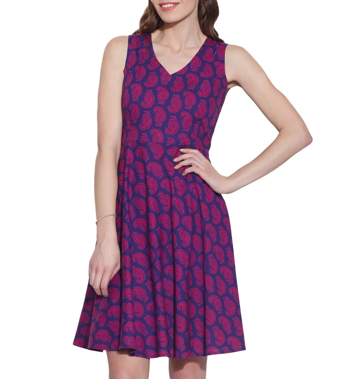 Womens Clothing Cotton Printed Dress,Machine washable,W-CPD46-1630, Size-46 Inch