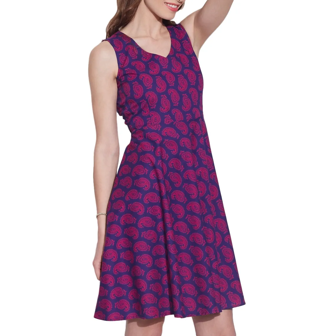 Womens Clothing Cotton Printed Dress,Machine washable,W-CPD46-1630, Size-46 Inch