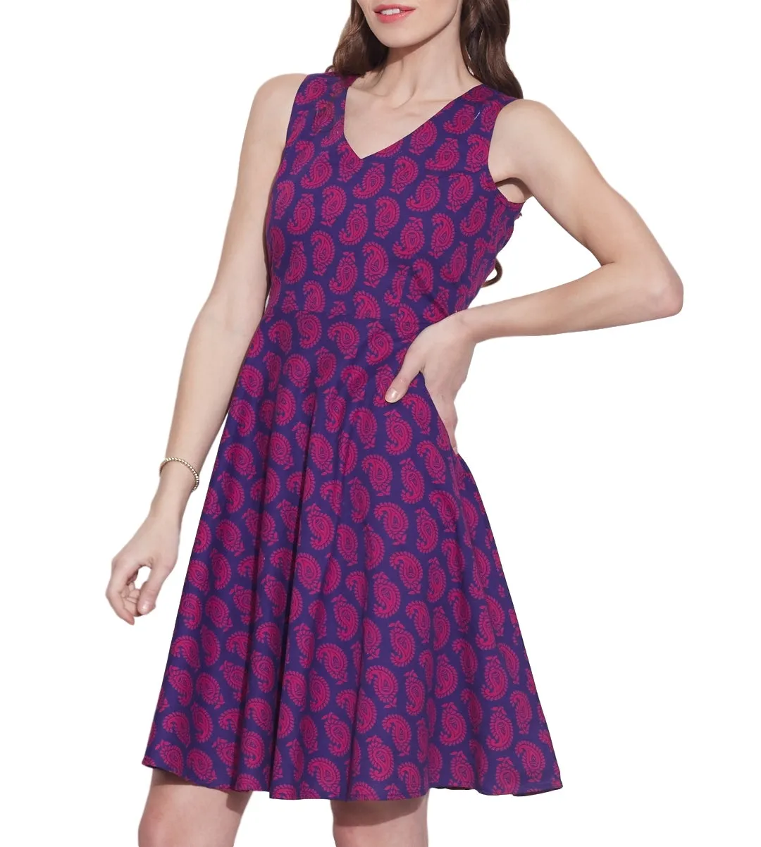 Womens Clothing Cotton Printed Dress,Machine washable,W-CPD46-1630, Size-46 Inch