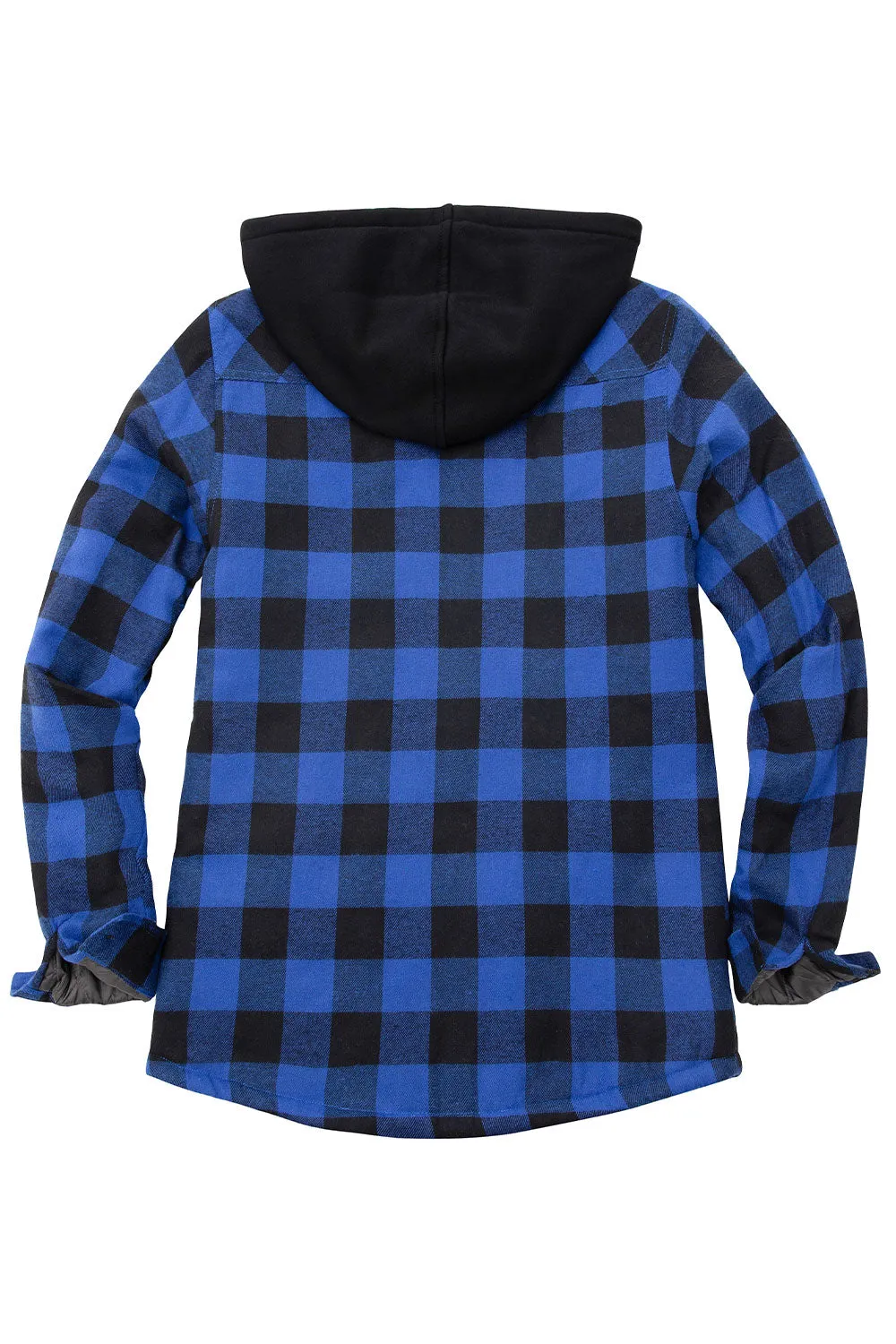 Women's Quilted Lined Hooded Plaid Flannel Shirt Jacket with Hood