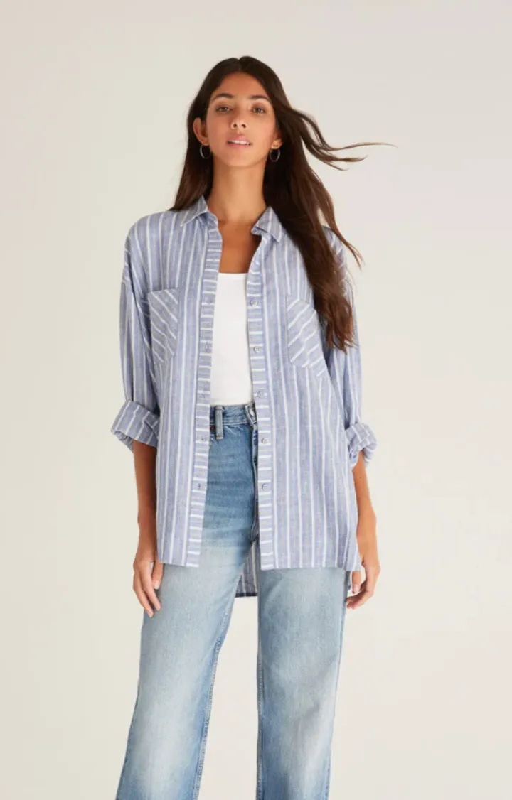 Zsup Striped Button up-Blue