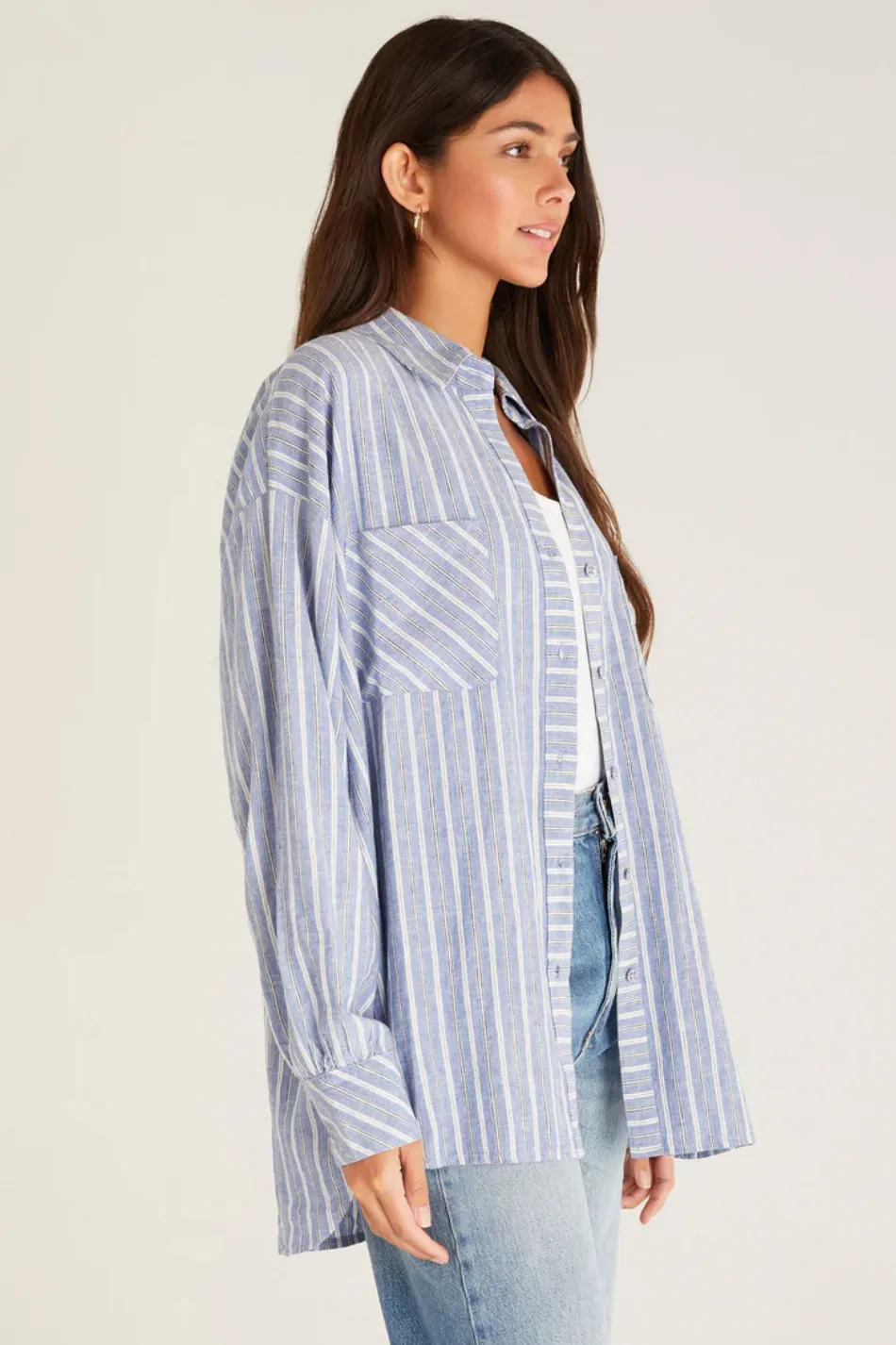 Zsup Striped Button up-Blue